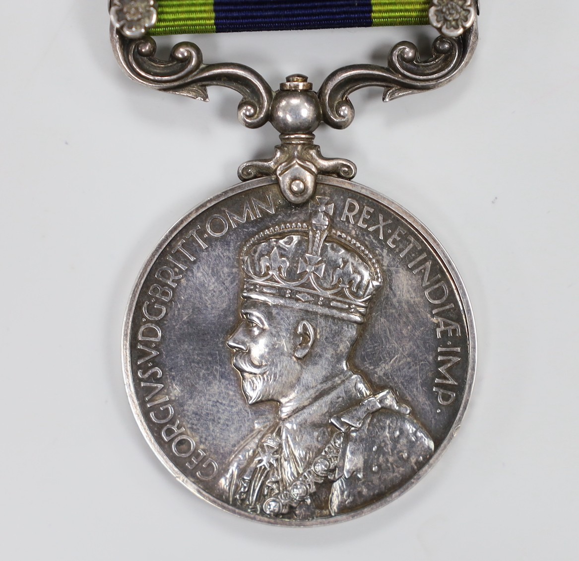 A George V Indian GSM with North West Frontier 1930-31 clasp to PTE. F.A. KINGSHOTT, R SUSSEX R